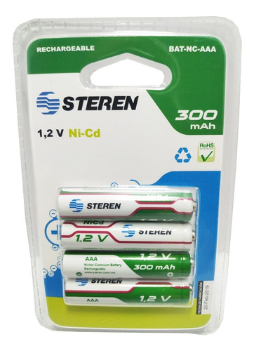 Pila Batería Recargable A A A (triple A) 300mah Steren