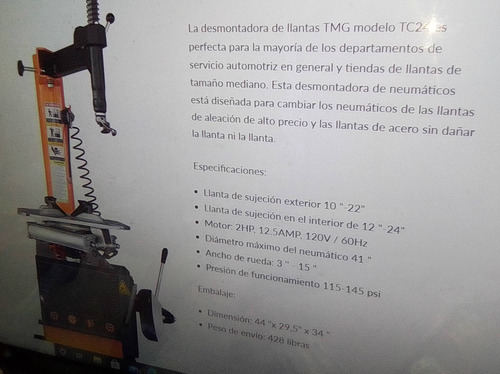Imagen 3 de 9 de Desmontadoras De Cauchos Tmg Usa.