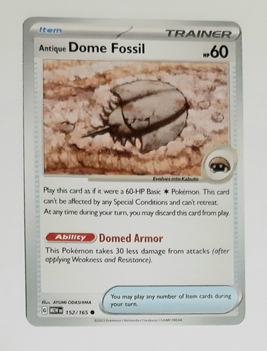 Carta Pokémon Tcg Scarlet & Violet 151 Dome Fósil Común 152 