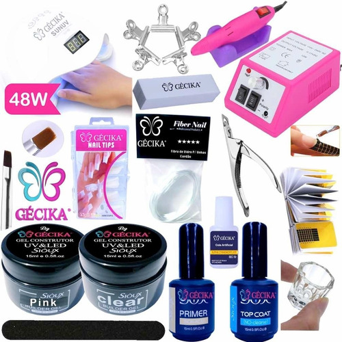 Imagem 1 de 5 de Kit Unhas Acrigel Porcelana Fibra Kit Unha Gel Cpt Dapen