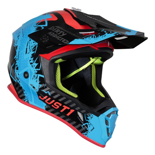 Capacete Just One J-38 Mask Blue/red/black Gloss Offroad Mx