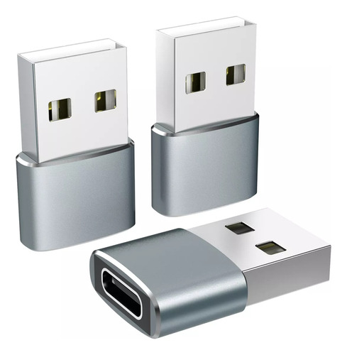 atolla Adaptador OTG USB Tipo-C Hembra a USB Tipo-A Macho, 3 Piezas Convertidor Tipo-C a USB Tipo-A Hembra a Macho para Laptop/ Tablet/ Cargador | Plateado