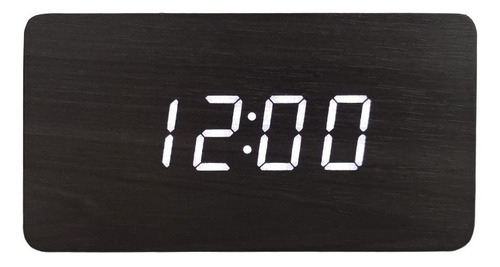 Reloj Despertador Mediano Minimalista Negro Led Blanco 12cm