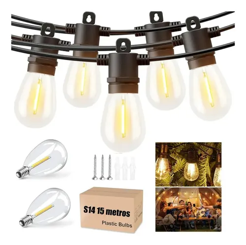 S14 15m Lampadas Led Inquebrável Varal Luzes Corda Lâmpadas Varal De Luzes Decoração Festa Para Jardim Pisca-pisca 110v Branco 127v