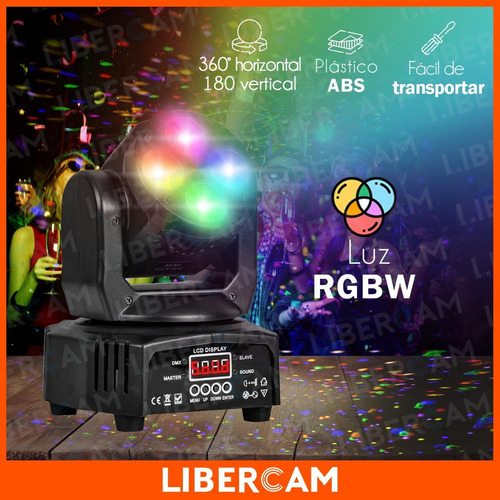 Imagen 5 de 10 de Cabezal Móvil Led Mini Beam 4 Led X 10w Rgbw Fiestas Boliche