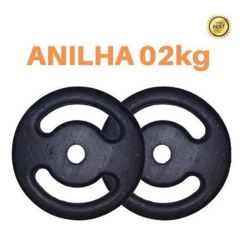 Kit 2 X Anilhas Super Premium De 2kg Ferro Pintada