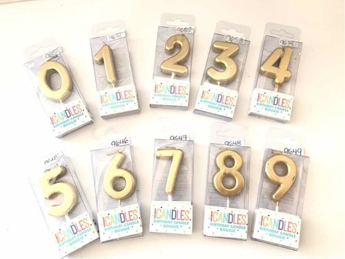 Vela Velita Mini Numero Numerica # 7 Oro Dorada Cumpleaños P