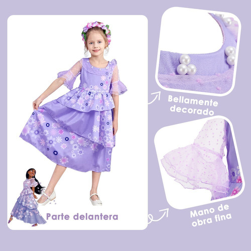 Vestido De Disfraz De Isabela De Encanto, Púrpura Con Flores | Meses sin intereses Vestido De Disfraz De Isabela De Encanto, Púrpura Con Flores | Meses sin intereses