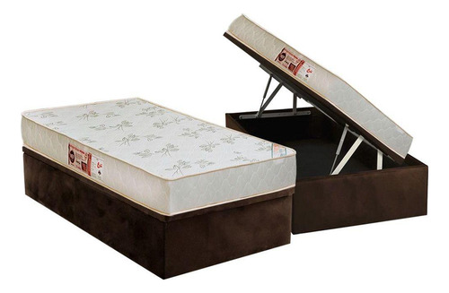 Conjunto Box Baú Solteiro: Colchão D33 Castor Sleep Max Rela