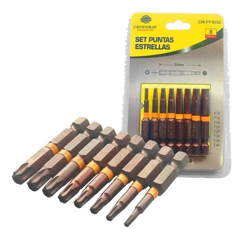 Puntas Destornillador Magneticas 50mm Torx 8pcs