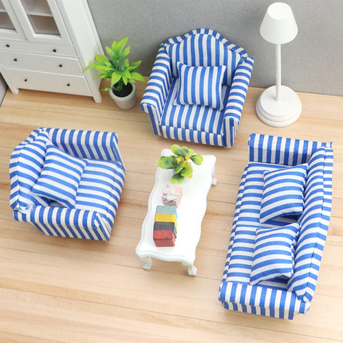 4 Sofá En Miniatura Para Casa De Muñecas 1:12, Sofá En