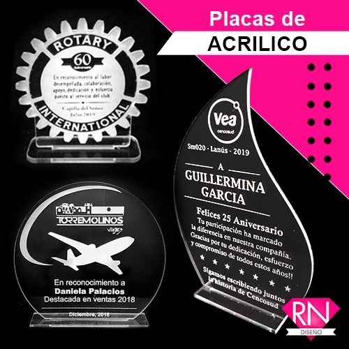 4 Trofeo, Premio, Placa De Acrílico Grabado - 20x15 Cm