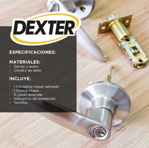 Cerradura para puerta abatible Dexter 6636 color plateado