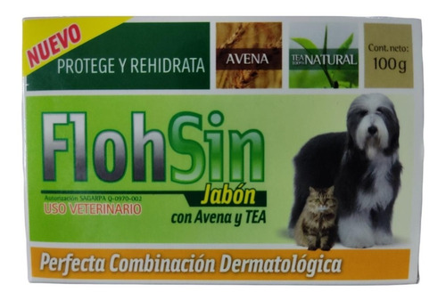 Imagen 1 de 1 de Jabón Para Perro Y Gato Flohsin Con Avena Y Tea 100 G Adler