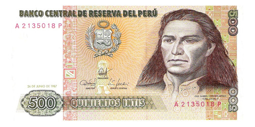 500 Intis De Colección, Billetes Nuevos Originales Del B C R