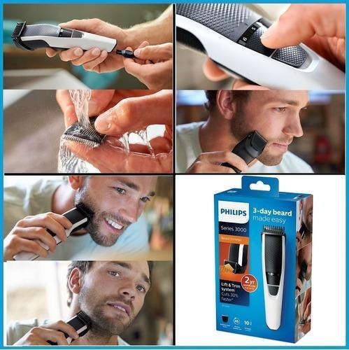 Imagen 3 de 5 de Cortabarba Beardtrimmer Philips Bt3206 Recargable Lavable 10 Posiciones De Corte