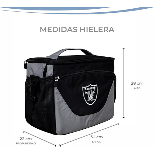 Hielera Nfl Original Diferentes Equipos Para 24 Latas Las Vegas Raiders Mod. 324644