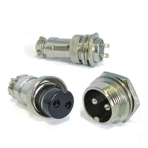 Conector Mike Ls-3001-3008 2 Vias Prateado Macho E Fêmea