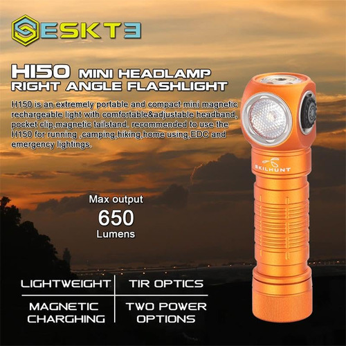 Linterna Led Recargable H150 Edc Portátil Verde Con Carga Ma