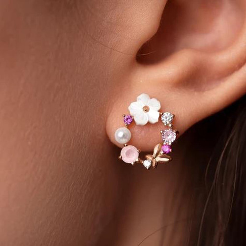 Pendientes B A La Moda Para Mujer Con Forma De Flor Y Perlas