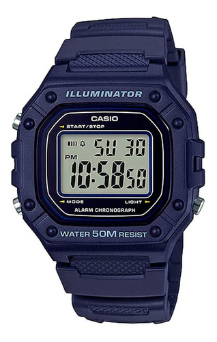 Relógio Casio Masculino Digital Illuminator W-218h-2avdf Cor Da Correia Azul