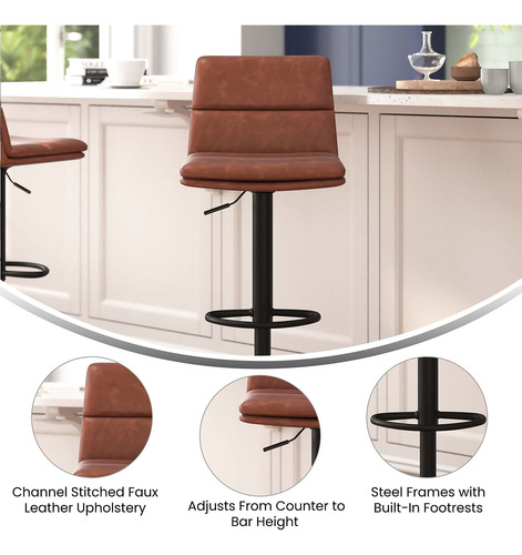Flash Furniture Hughes Juego De 2 Taburetes De Bar Modernos