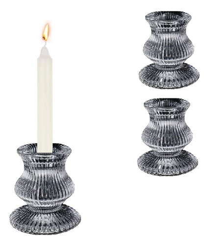 2 Castiçal De Vidro Porta Velas Enfeite Decoração