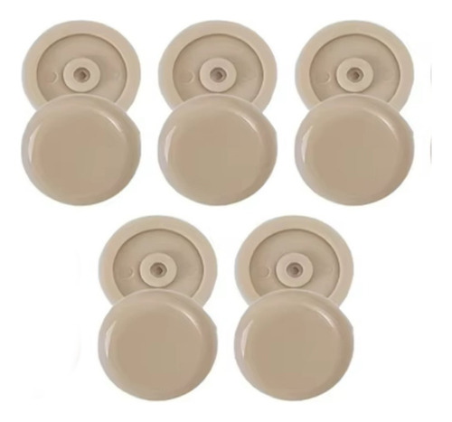 5 Topes Clip Remache Botón Cinturon De Seguridad Beige
