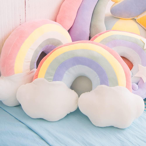 Almohada Con Forma De Arcoíris Y Nube Para Decoración Del