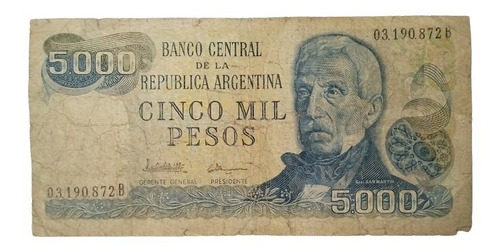 Billete 5000 Pesos B - Argentina 1981 - Bottero 2473