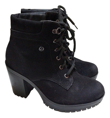 Botas Negras Gamuzadas Taco Vm Mujer 