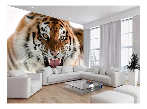 Poster 3D Tigre Andando Sobre a Neve 50x70cm com/sem Moldura