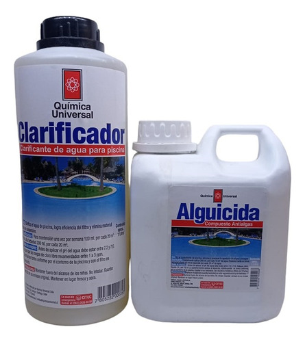 Kit Piscina Clarificador 1lt, Alguicida 1lt Quim. Universal