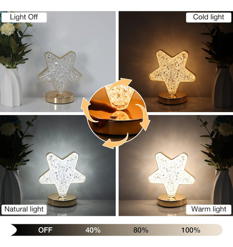 Lámpara De Mesa Con, 3 Colores Cambiant Rechargeable Led