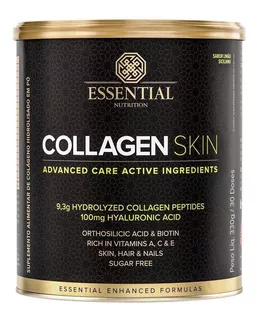 Suplemento em pó Essential Nutrition Collagen Skin colágeno Collagen Skin sabor limão em lata de 330g