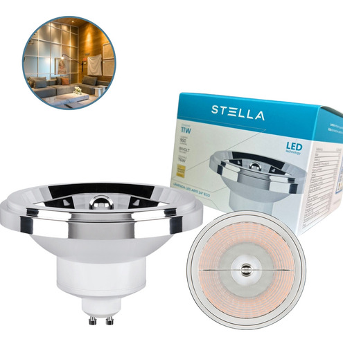 Kit 6x Lâmpada Eco Ar111 Stella 11w 24º 2700k Stl23444/27 Cor Da Luz Branco-quente 110v/220v