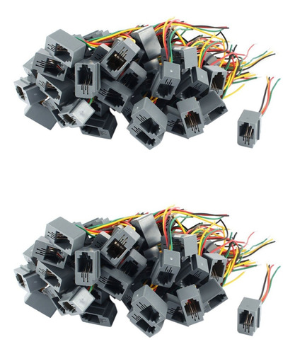 100 Adaptadores De Conector De Teléfono Hembra 616e 4p4c Rj9