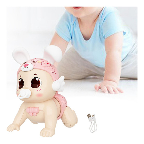 Juguete Para Gatear Para Bebés Con Sonido Conejo Rosa
