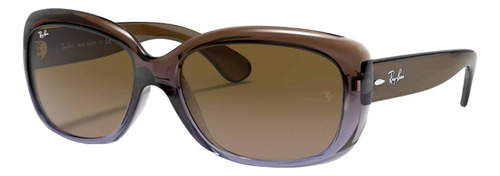 Anteojos de sol Ray-Ban Jackie Ohh Standard con marco de nailon color gloss brown, lente brown de cristal degradada, varilla gloss brown de nailon - RB4101