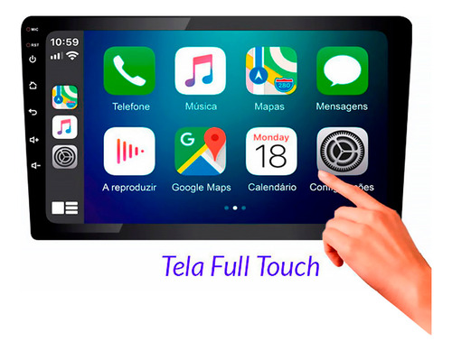 Multimídia Mp5 Rs908br Prime Apple Carplay Tela 9 Polegadas
