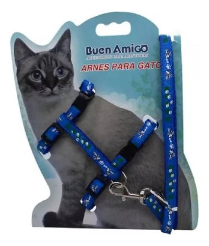 Arnés Para Gato Mas Correa Ajustable Azul Y Rosa Audioimport