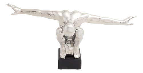 Deco 79 Escultura De Buzo De Porcelana, 17  X 5  X 8 , Plata