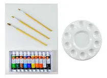 Comprar Lienzo 20 X 25 Cm + Acrilicos 10 Und + Pinceles Kit Pintura 