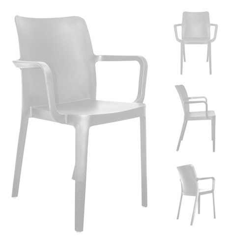 Set 4 Sillas Modernas C/ Brazos Silla Comedor- Estructura De La Silla Blanco