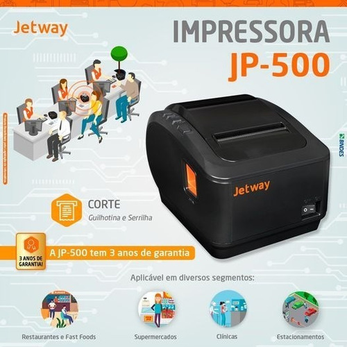 Impressora Térmica Jetway Jp-500 Usb Monocromática