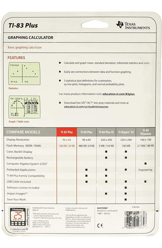 Calculadora Gráfica Texas Instruments Ti-83 Plus (renovada)