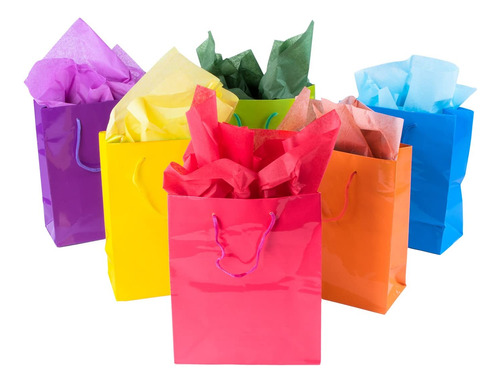 Bolsas De Regalo Surtido Neon De Color Blanco Party Rainbow