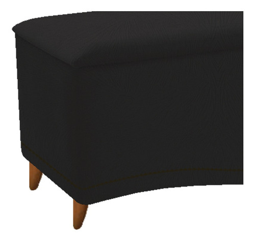 Kit Cabeceira E Calçadeira Yasmim 140 Cm Casal Suede Preto