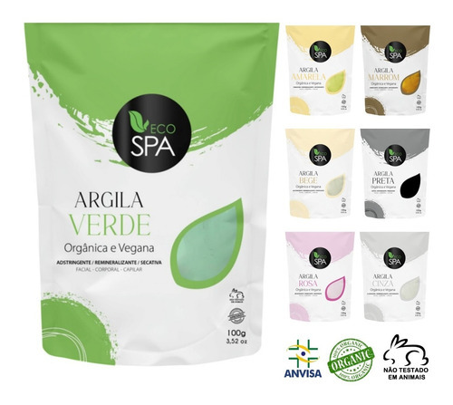 Argila Verde, Preta, Branca, Rosa, Amarela, Cinza E Outras. Tipo de pele ARGILA PRETA 100G