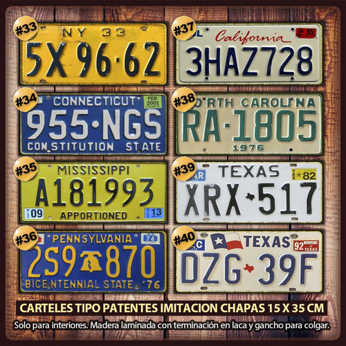 Pack 3 Patentes Carteles Decorativos Vintage - No Son Chapas